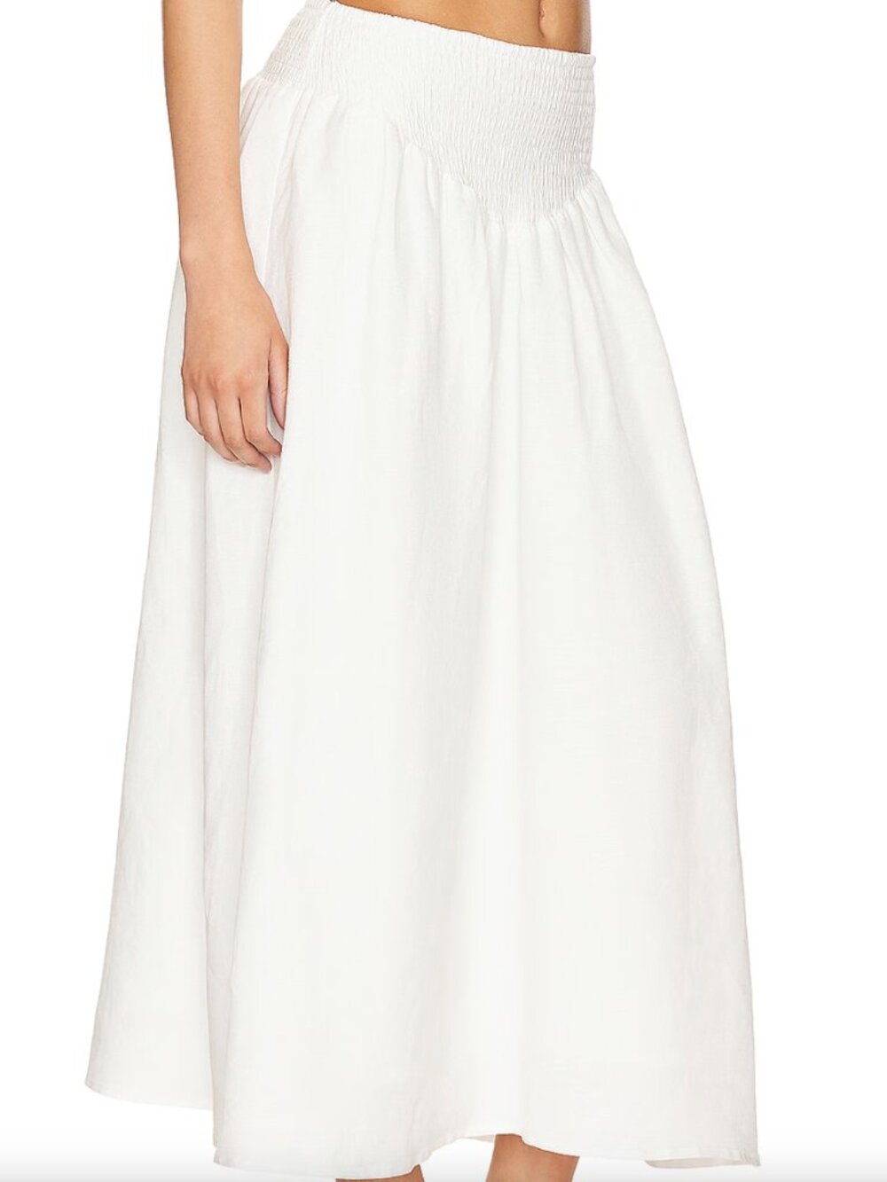 TulaRosa White Midi Skirt V-Waist Line